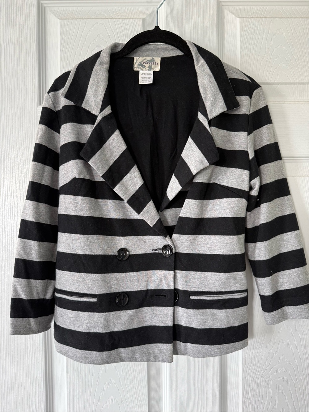 Paraella Black & Silver Striped Double-Breasted Blazer